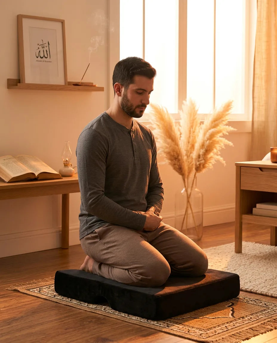 Meditationskissen aus Memory-Foam – druckentlastende Stütze für Knie und Bodenübungen – Produktbild 3