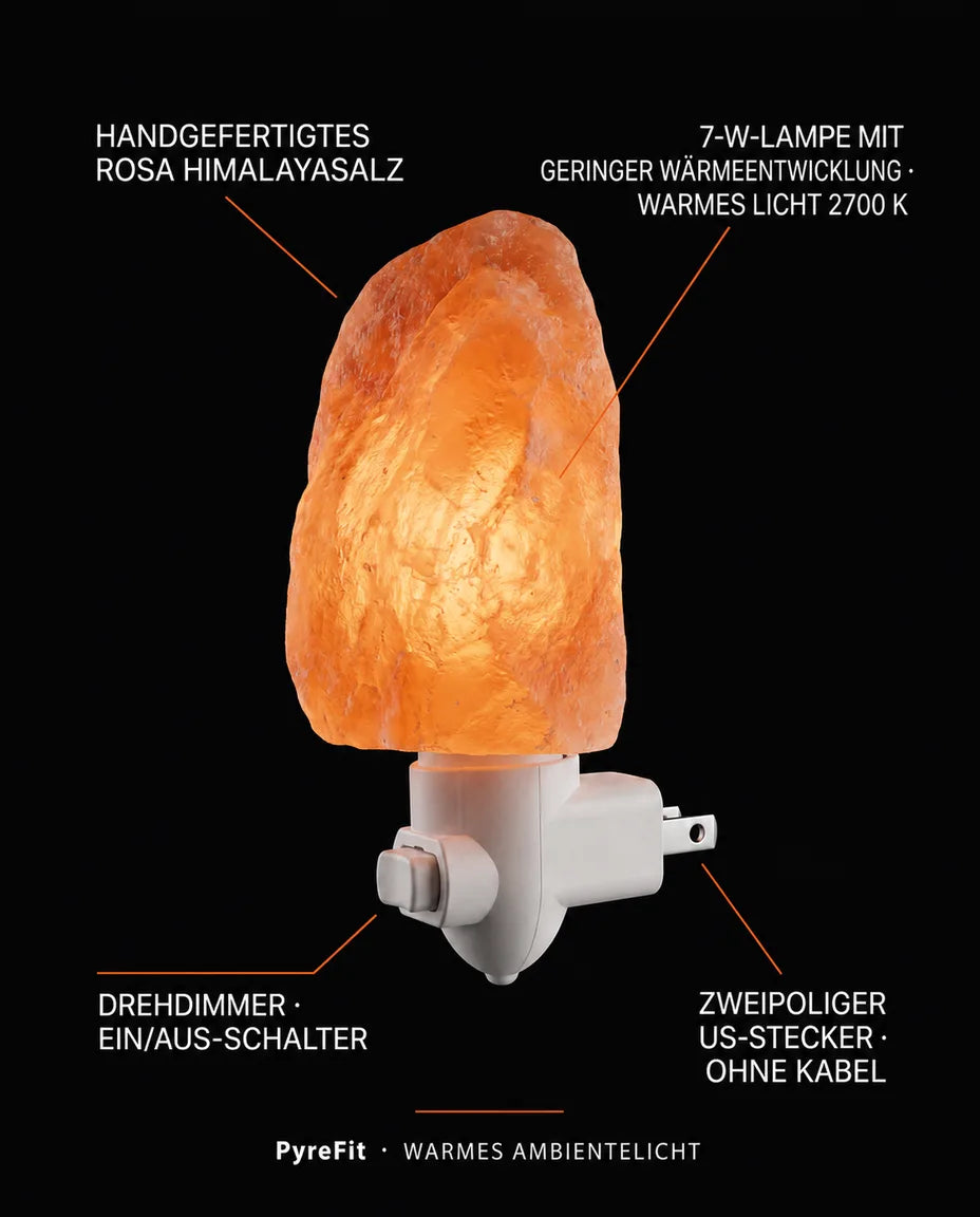 Salzlampe aus Himalaya-Salz – warmes Ambientelicht für Schlafzimmer und Leseecke – Produktbild 8