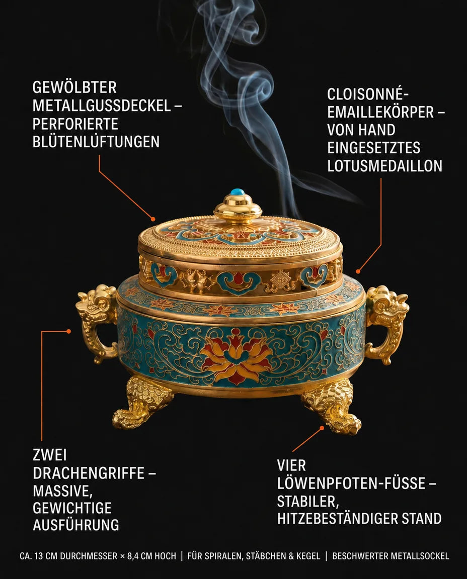 Räucherstäbchenhalter in Lotusform – geschlossenes Gefäss für Stäbchen, Kegel und Spiralen – Produktbild 11