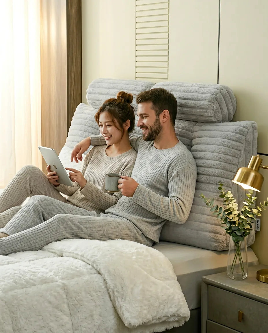 Lesekissen mit Nackenrolle – XXL-Keil für Lesen, Gaming und Laptop im Bett – Produktbild 3