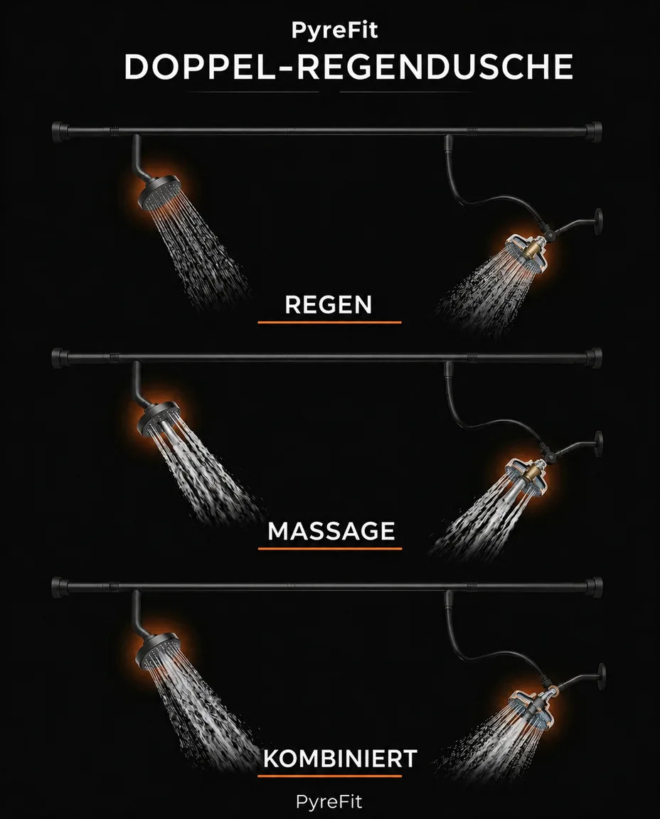 Regendusche als Doppel-Duschset – zwei Regenbrausen an verstellbarer Stange – Produktbild 5