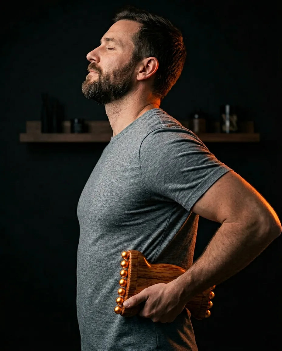 Massageroller aus Holz – löst Verspannungen in Nacken, Schultern, Rücken und Beinen – Produktbild 3