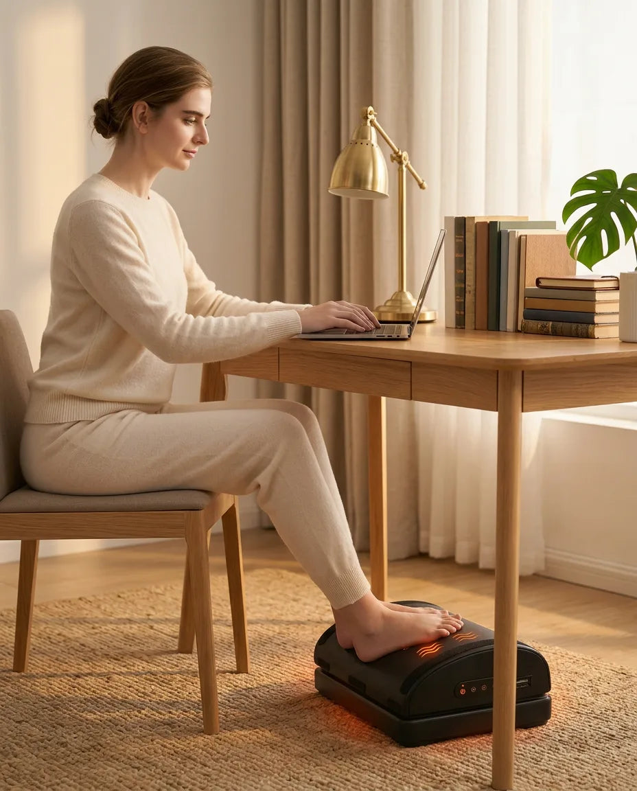 Fusswärmer aus Memory-Schaum – wohlige Wärme und sanfte Vibration für müde Füsse – Produktbild 2