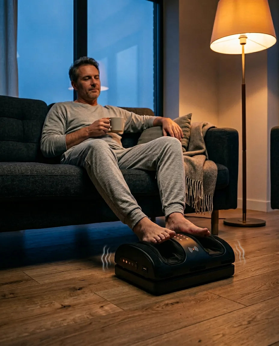 Fusswärmer aus Memory-Schaum – wohlige Wärme und sanfte Vibration für müde Füsse – Produktbild 3