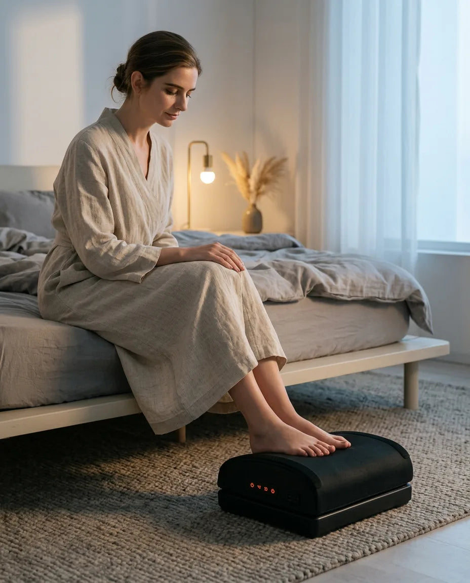 Fusswärmer aus Memory-Schaum – wohlige Wärme und sanfte Vibration für müde Füsse – Produktbild 10