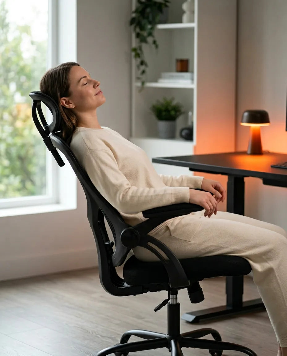 Ergonomischer Bürostuhl mit Netzrücken – Lordosenstütze für lange Arbeitstage – Produktbild 3