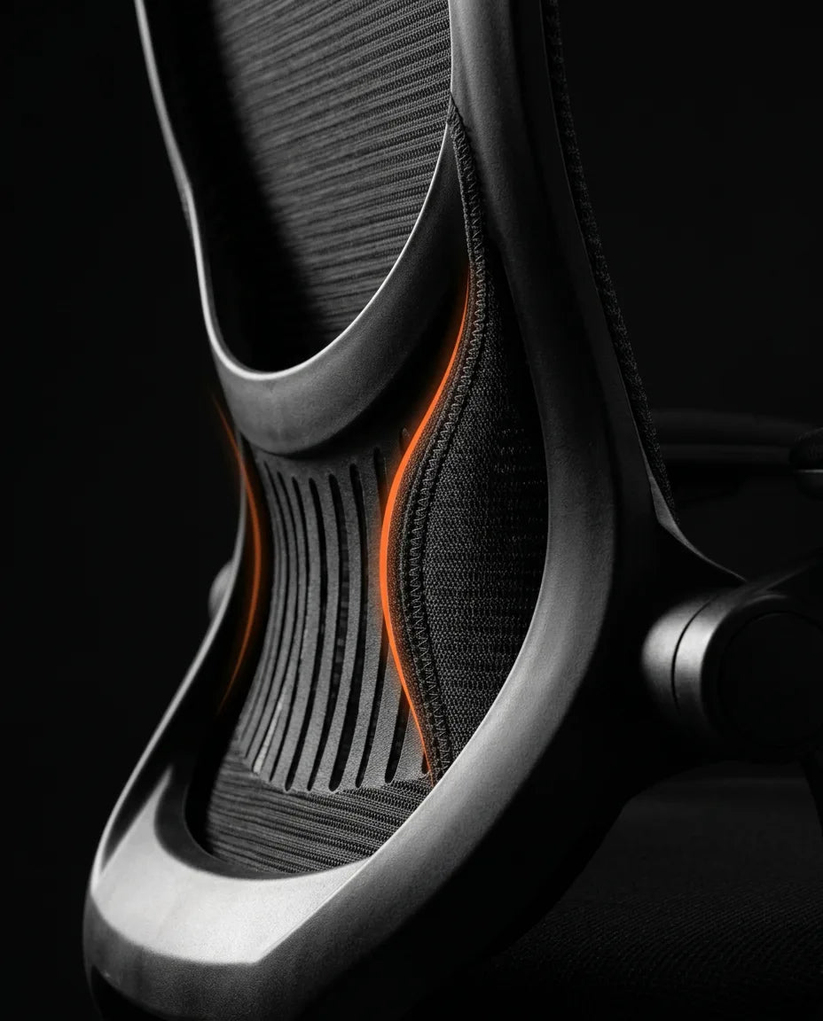 Ergonomischer Bürostuhl mit Netzrücken – Lordosenstütze für lange Arbeitstage – Produktbild 5