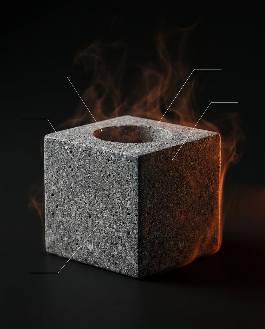 Aufbewahrung für ätherische Öle aus Granit – skulpturaler Halter für Sauna und Spa – Produktbild 11