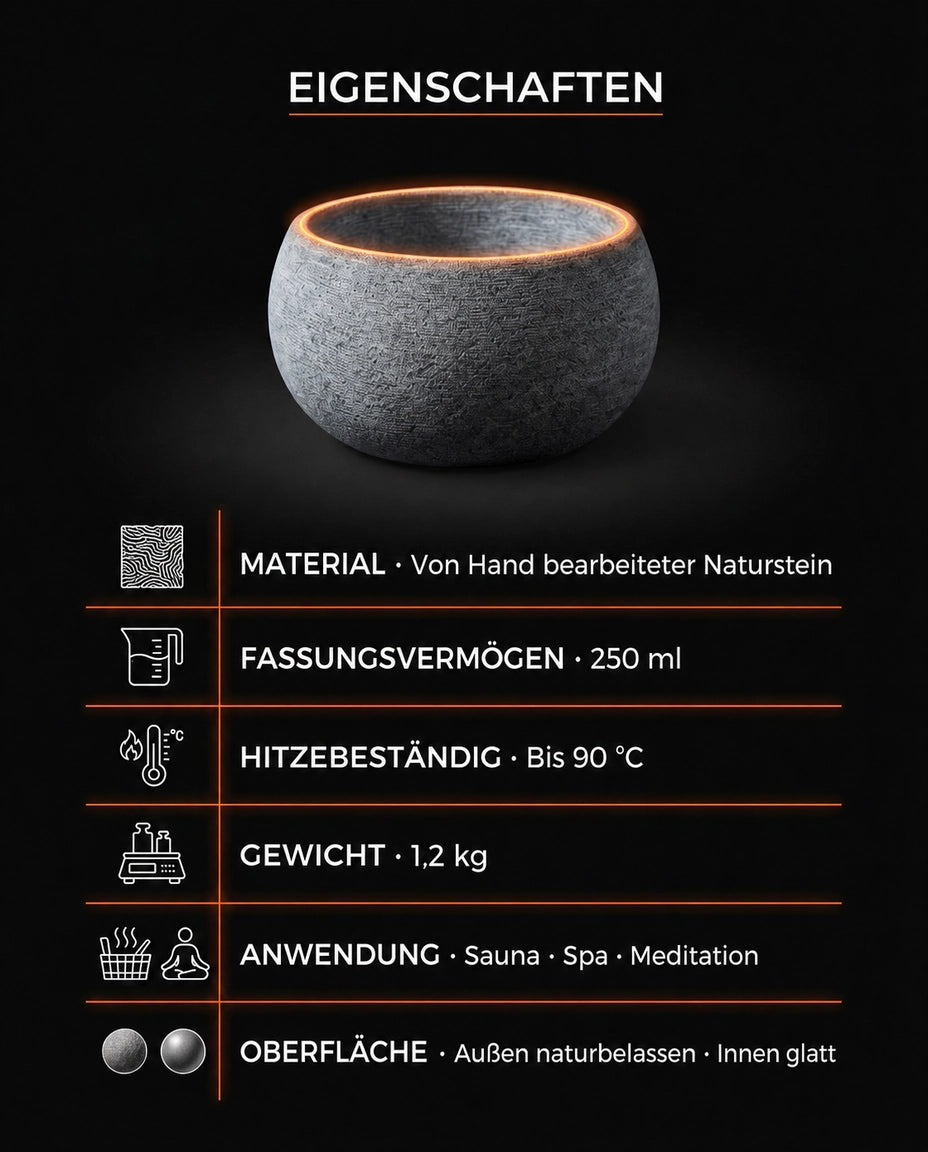 Aromaschale aus Naturstein für die Sauna – für ätherische Öle und Aufgüsse – Produktbild 10