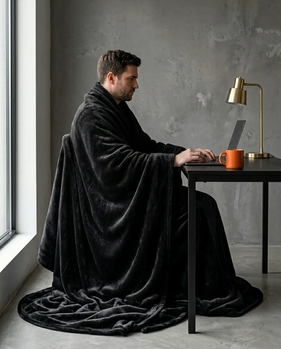 Kuscheldecke zum Anziehen in Übergrösse – Ganzkörper-Wärme mit freien Händen – Produktbild 3