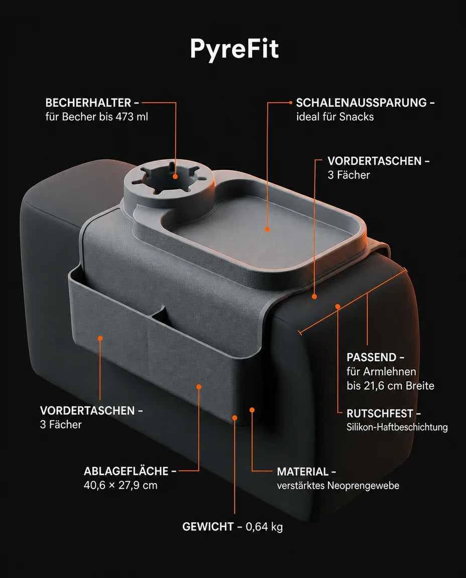 Sofa-Organizer für die Armlehne – mit Getränkehalter und Fächern für Fernbedienung – Produktbild 10