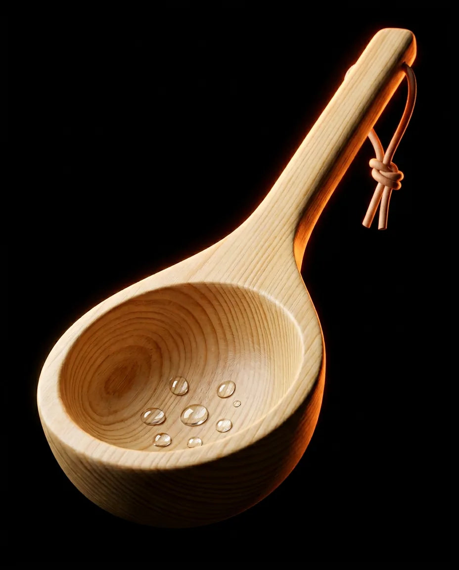 Saunakübel mit Kelle aus Holz – für Aufguss und Wasser in der Heimsauna – Produktbild 5