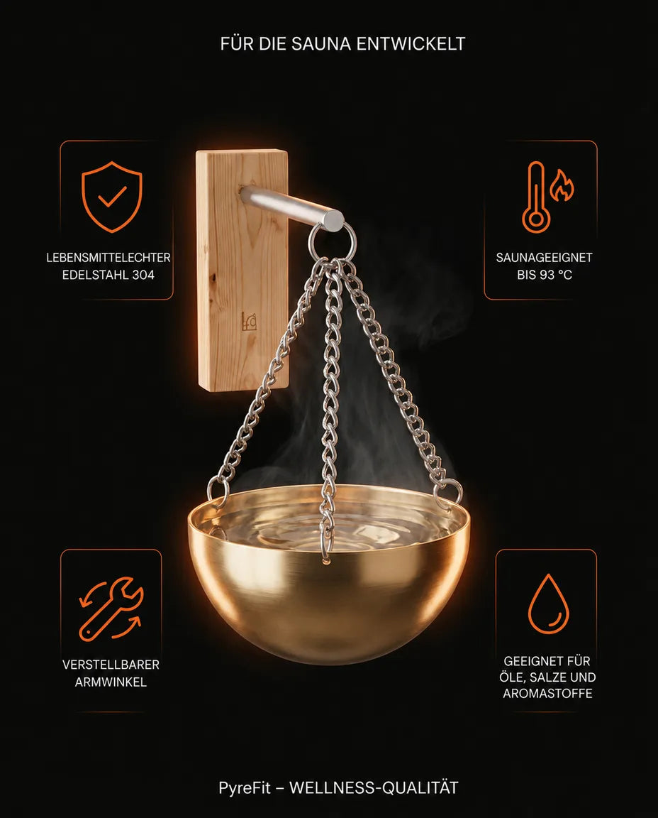 Sauna-Aromaschale aus Edelstahl – für ätherische Öle, Kräuter und Salzkristalle – Produktbild 9