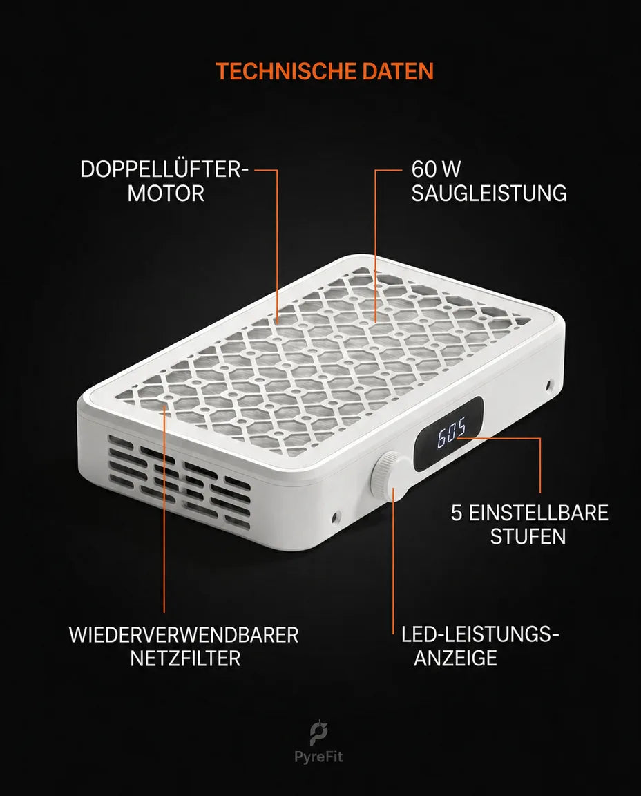 Absauger für den Nageltisch – bürstenlose Staubabsaugung mit Filter – Produktbild 7