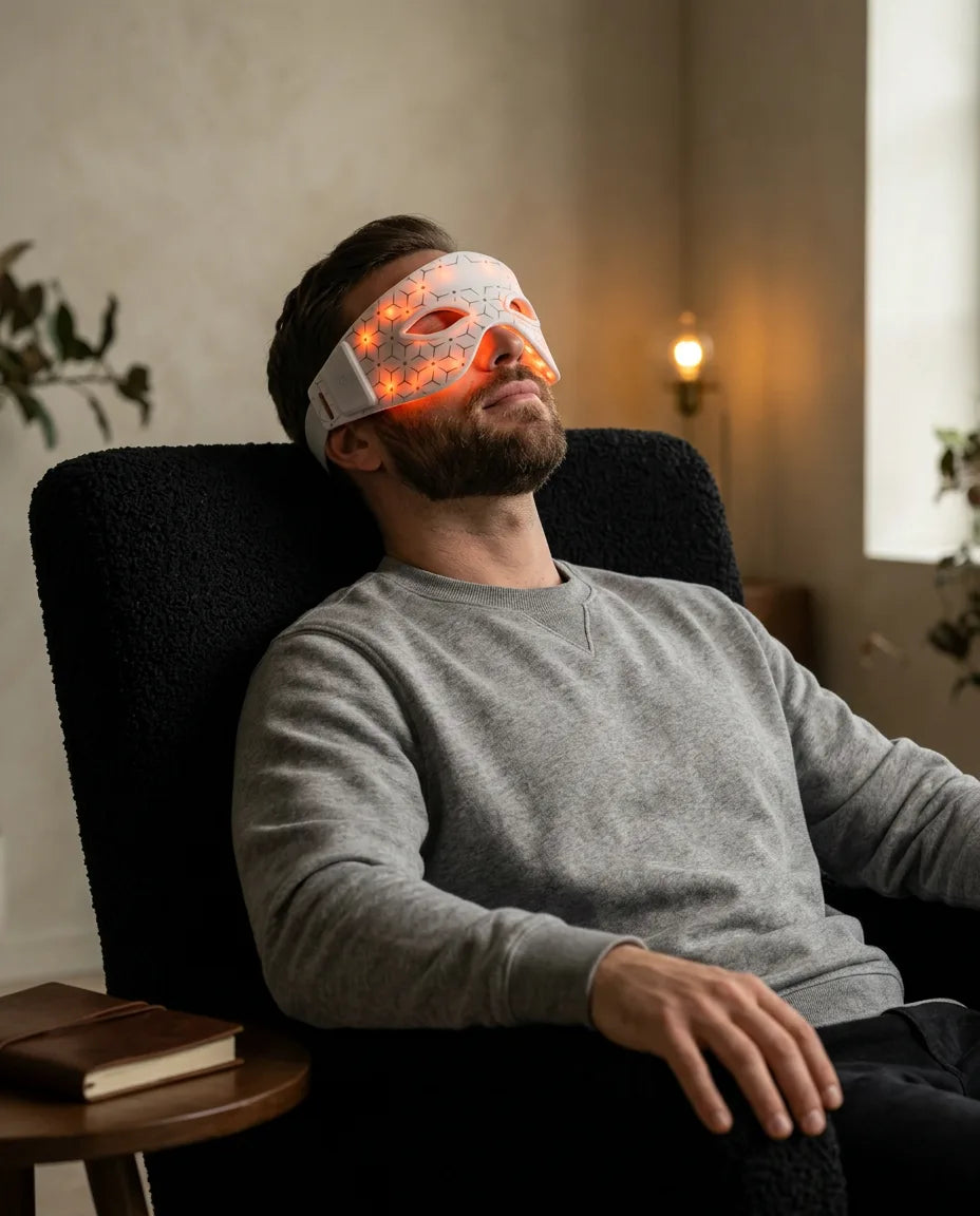LED-Schlafmaske mit sanftem Rotlicht – kabellos für die abendliche Routine – Produktbild 3