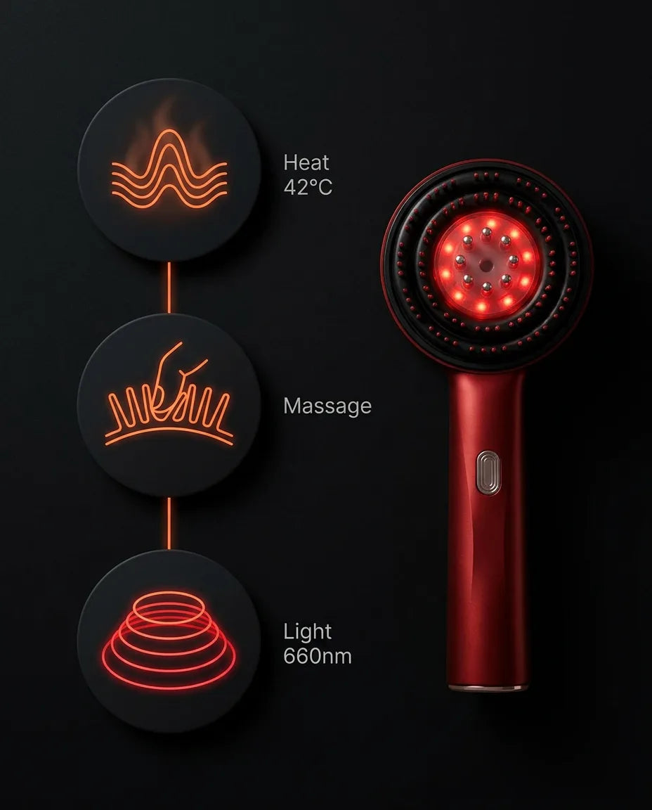 Kopfmassagegerät mit Wärme und Rotlicht – entspannende Kopfhautmassage für zu Hause – Produktbild 12