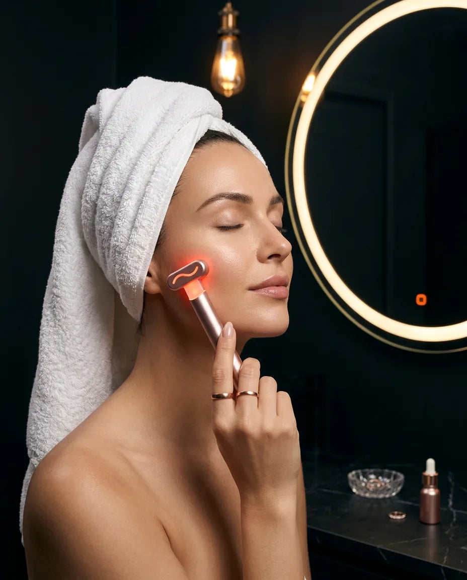 Rotlicht-Gesichtsgerät – Rotlichttherapie fürs Gesicht, Kinnlinie und Hals – Produktbild 2
