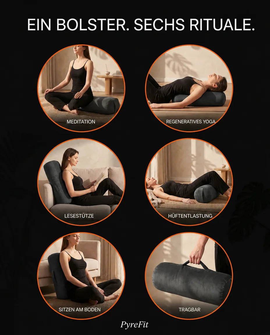 Yoga-Bolster aus Samt – feste Stütze für Meditation und Regeneration – Produktbild 9