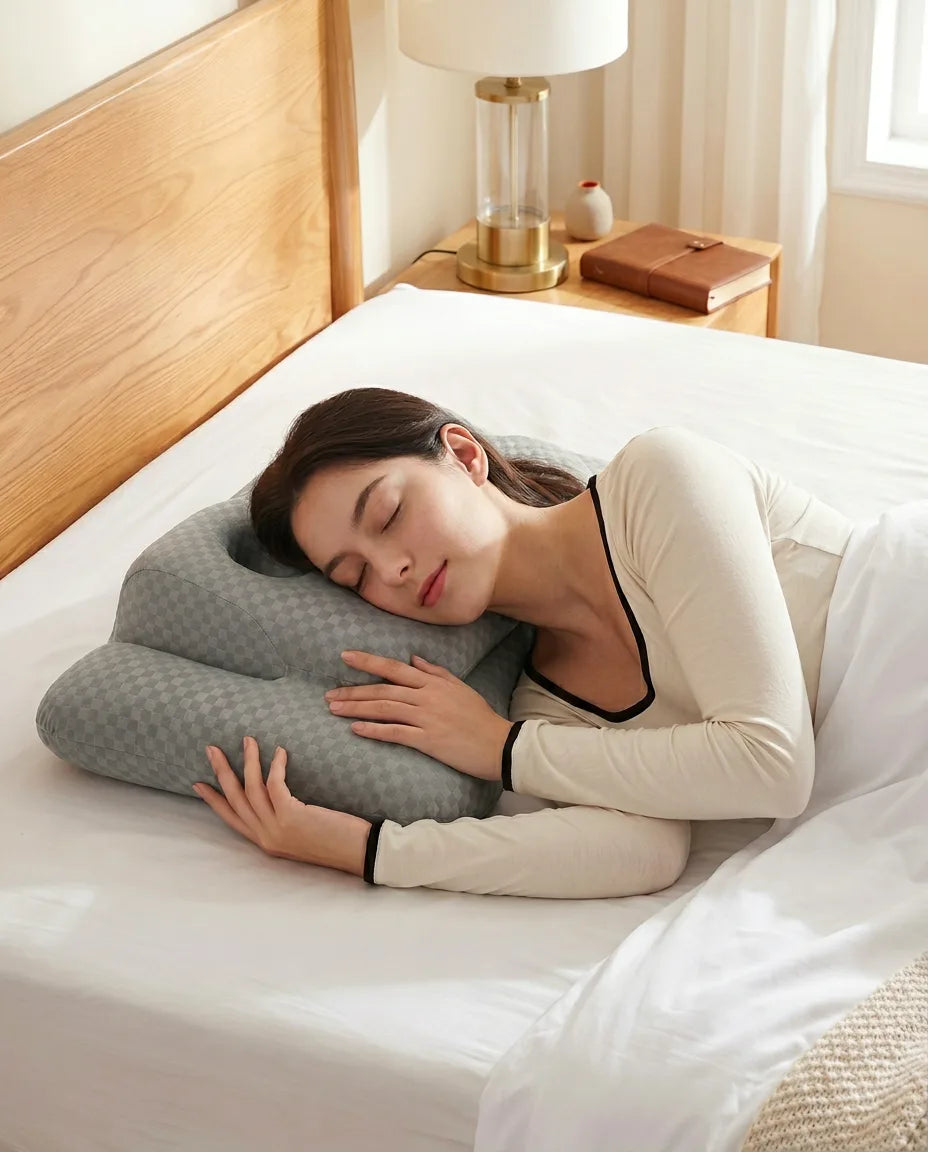 Seitenschläferkissen mit Ohraussparung – ergonomische Stütze für Nacken und Arm – Produktbild 2