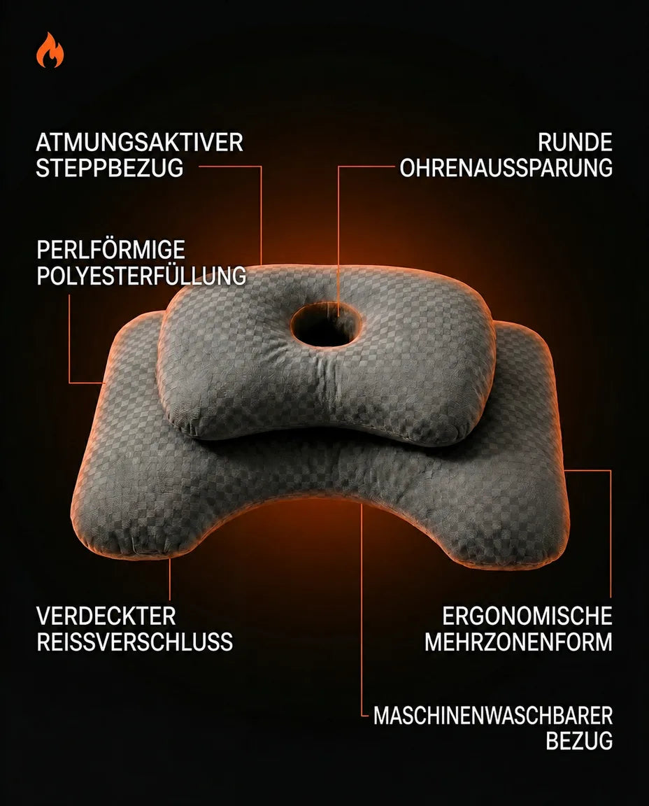 Seitenschläferkissen mit Ohraussparung – ergonomische Stütze für Nacken und Arm – Produktbild 9