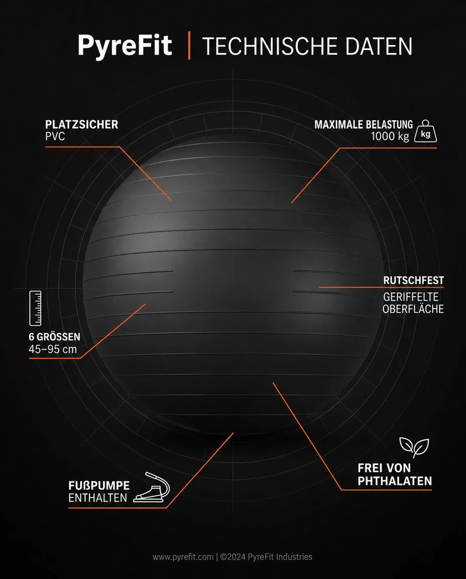 Gymnastikball mit Pumpe – Core-Training, Balance und aktives Sitzen ohne Berstgefahr – Produktbild 8