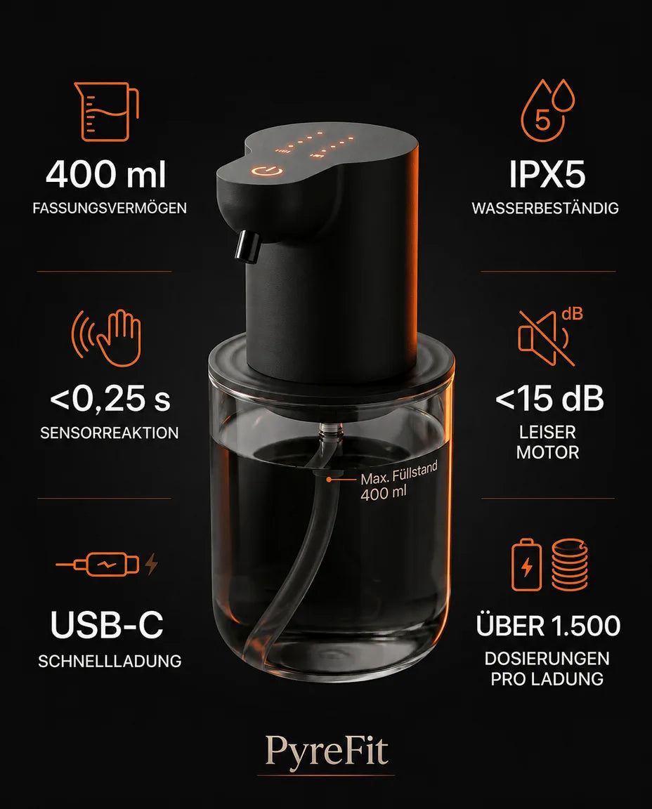 Seifenspender automatisch mit Sensor – berührungslos Schaum, per USB aufladbar – Produktbild 8