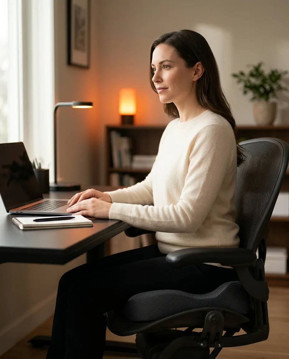 Orthopädisches Sitzkissen aus Memory Foam – Steissbein-Aussparung fürs lange Sitzen – Produktbild 2