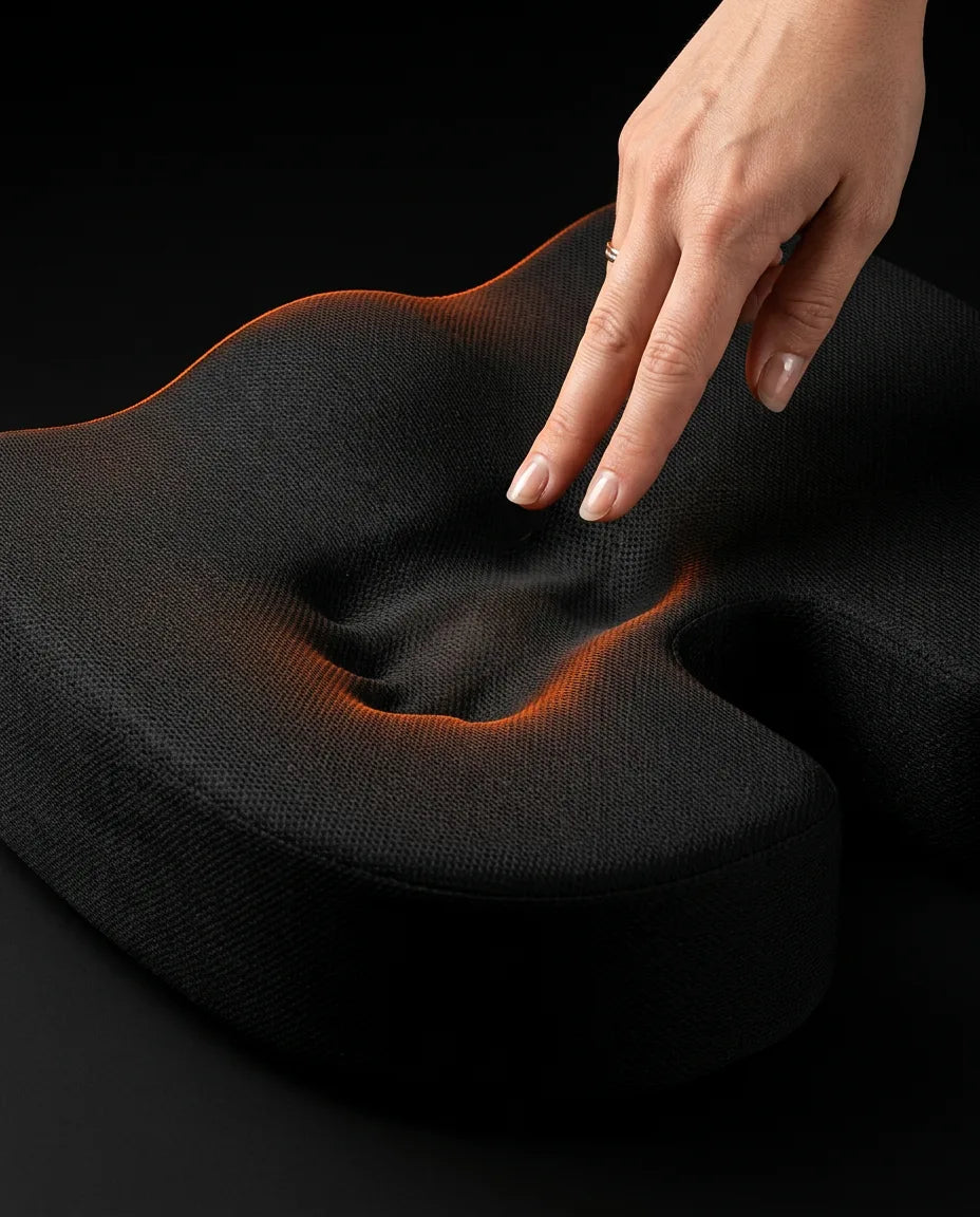 Orthopädisches Sitzkissen aus Memory Foam – Steissbein-Aussparung fürs lange Sitzen – Produktbild 5