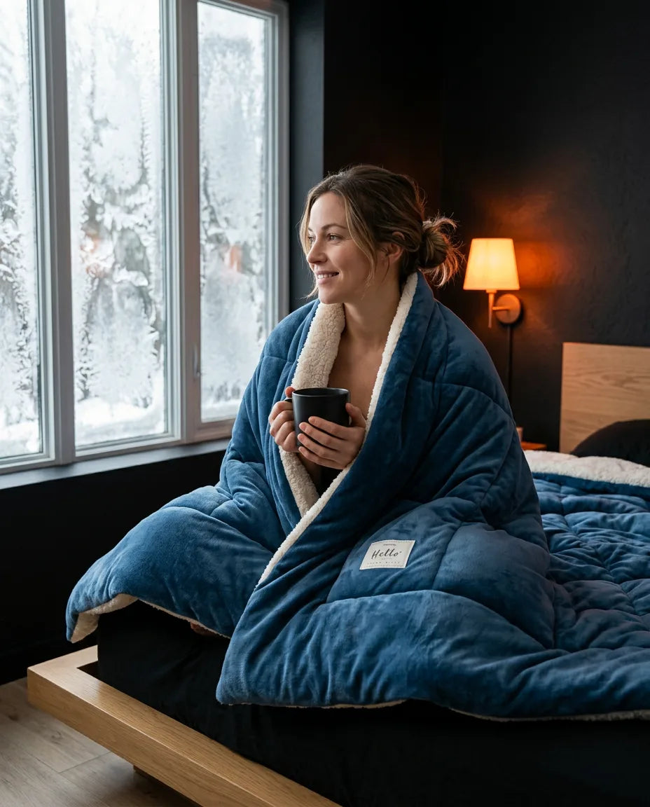 Kuscheldecke aus Lammfleece – wärmende Winterdecke zum Wenden für Bett und Sofa – Produktbild 3