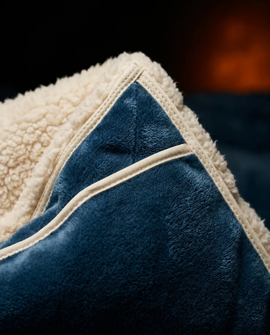 Kuscheldecke aus Lammfleece – wärmende Winterdecke zum Wenden für Bett und Sofa – Produktbild 6