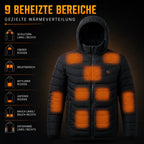 Beheizbare Jacke Schwarz – 9 beheizte Bereiche