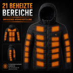 Beheizbare Jacke Schwarz – 21 beheizte Bereiche