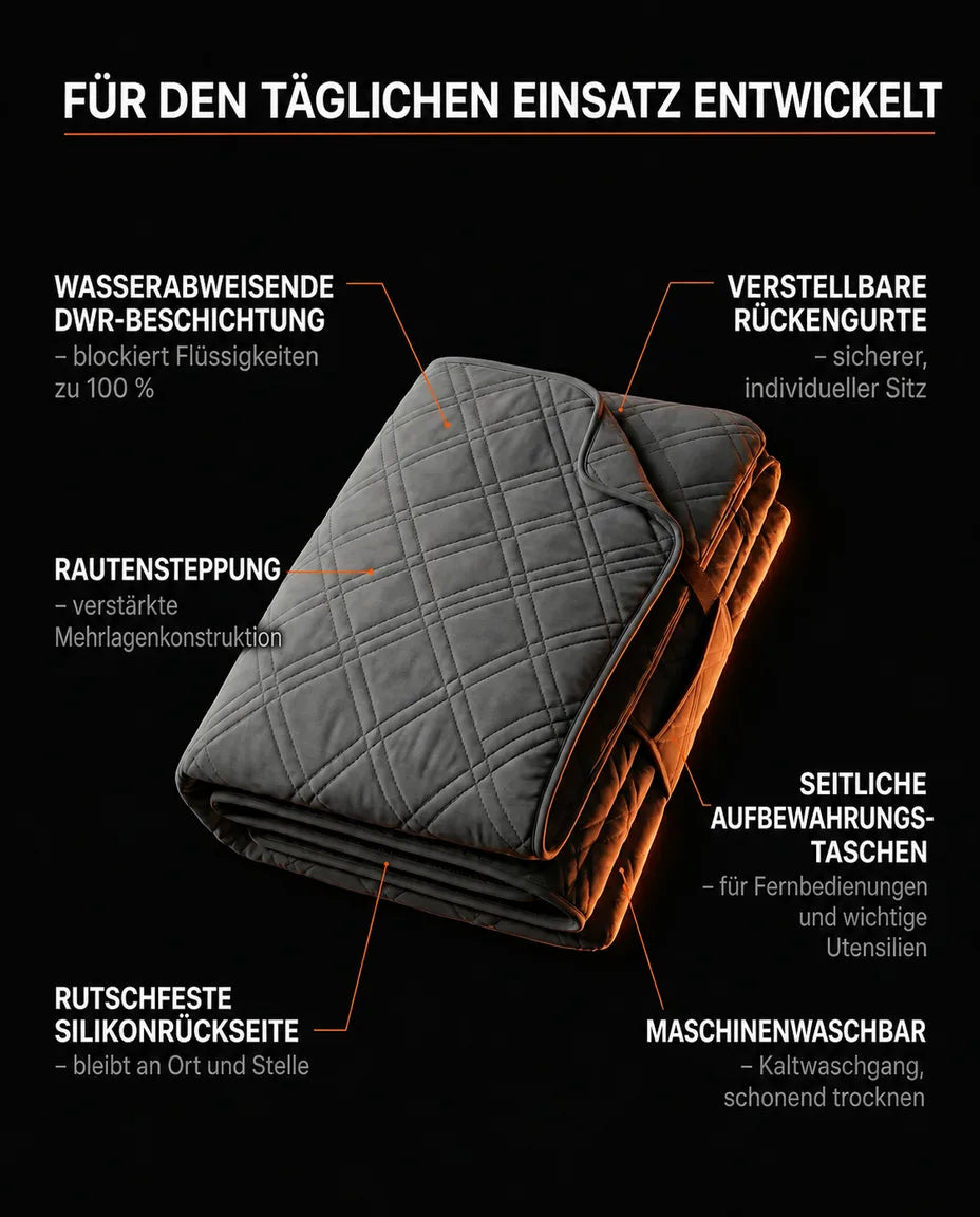 Sesselschoner wasserdicht mit Anti-Rutsch-Rücken – gesteppter Schutz mit Taschen – Produktbild 9
