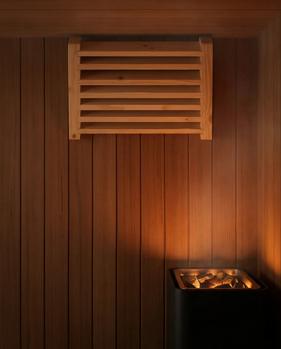 Lüftungsgitter aus Holz für die Sauna – gleichmässiger Luftstrom im Saunaraum – Produktbild 2