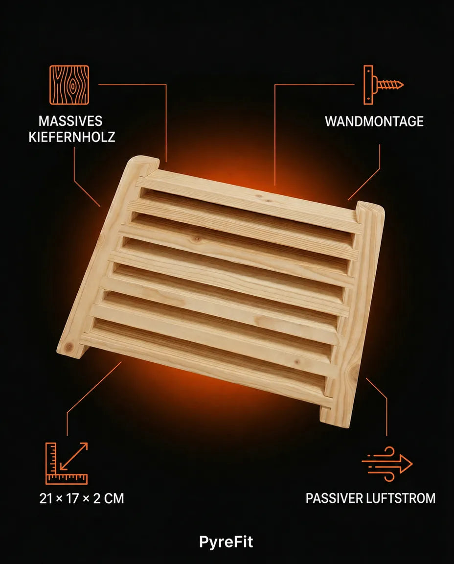 Lüftungsgitter aus Holz für die Sauna – gleichmässiger Luftstrom im Saunaraum – Produktbild 8