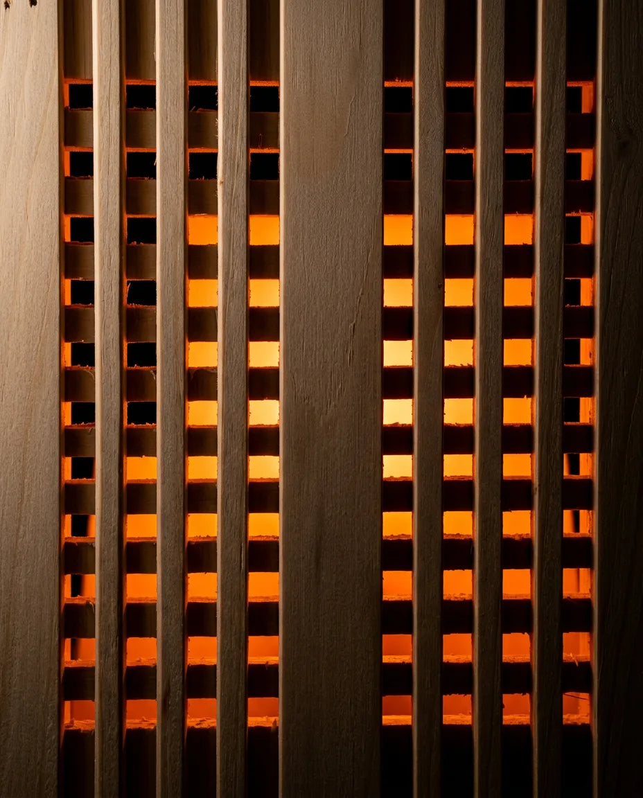 Saunabeleuchtung aus Holz – Lampenschirm für warmes Ambientelicht – Produktbild 4