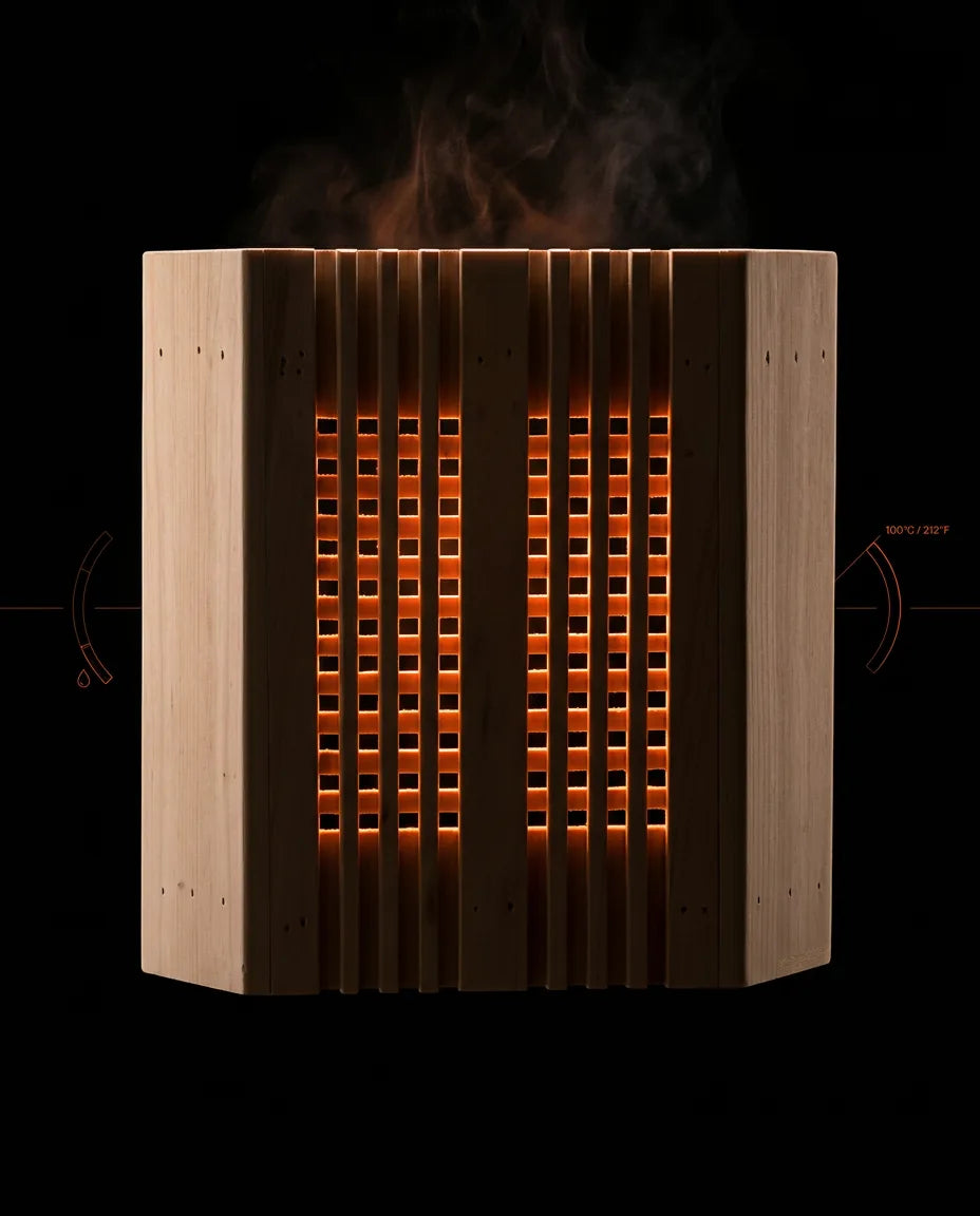 Saunabeleuchtung aus Holz – Lampenschirm für warmes Ambientelicht – Produktbild 11