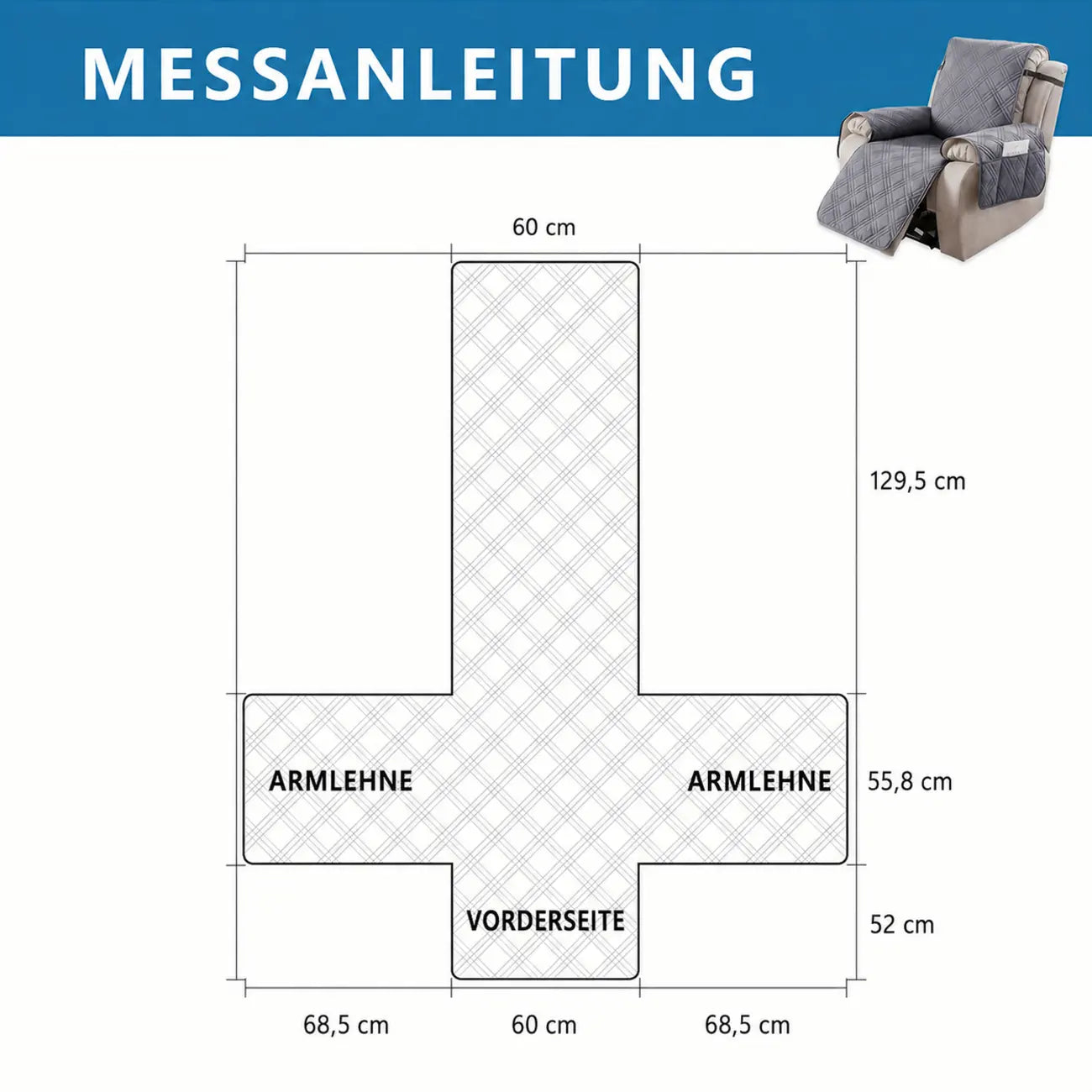 Masse des Sesselbezugs