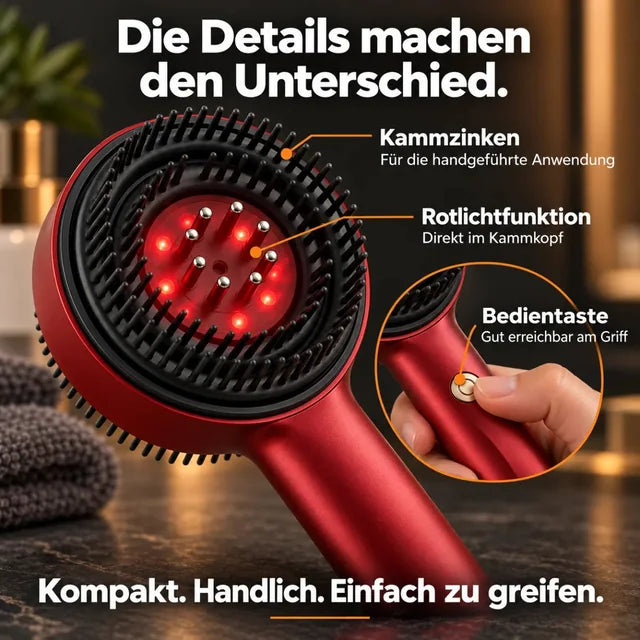 Kopfhaut-Massagekamm mit Rotlicht