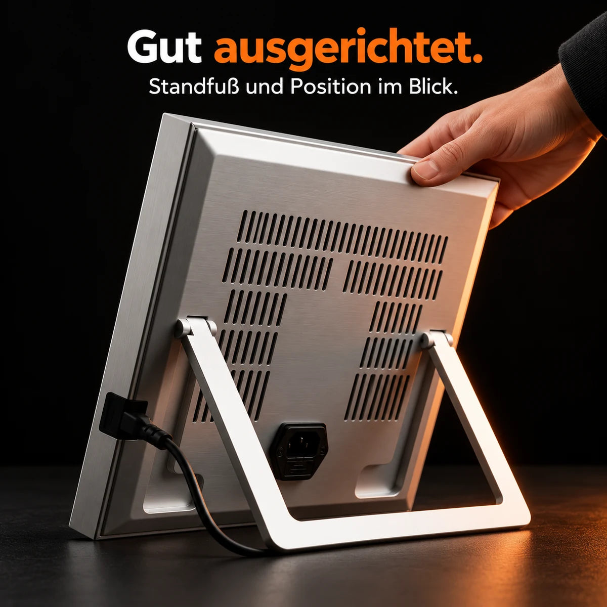 Standfuß und Ausrichtung des Rotlichtpanels
