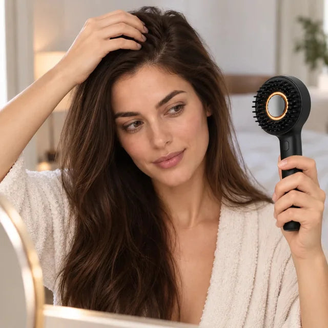 Wärme-Massagebürste mit Haaröl-Applikator