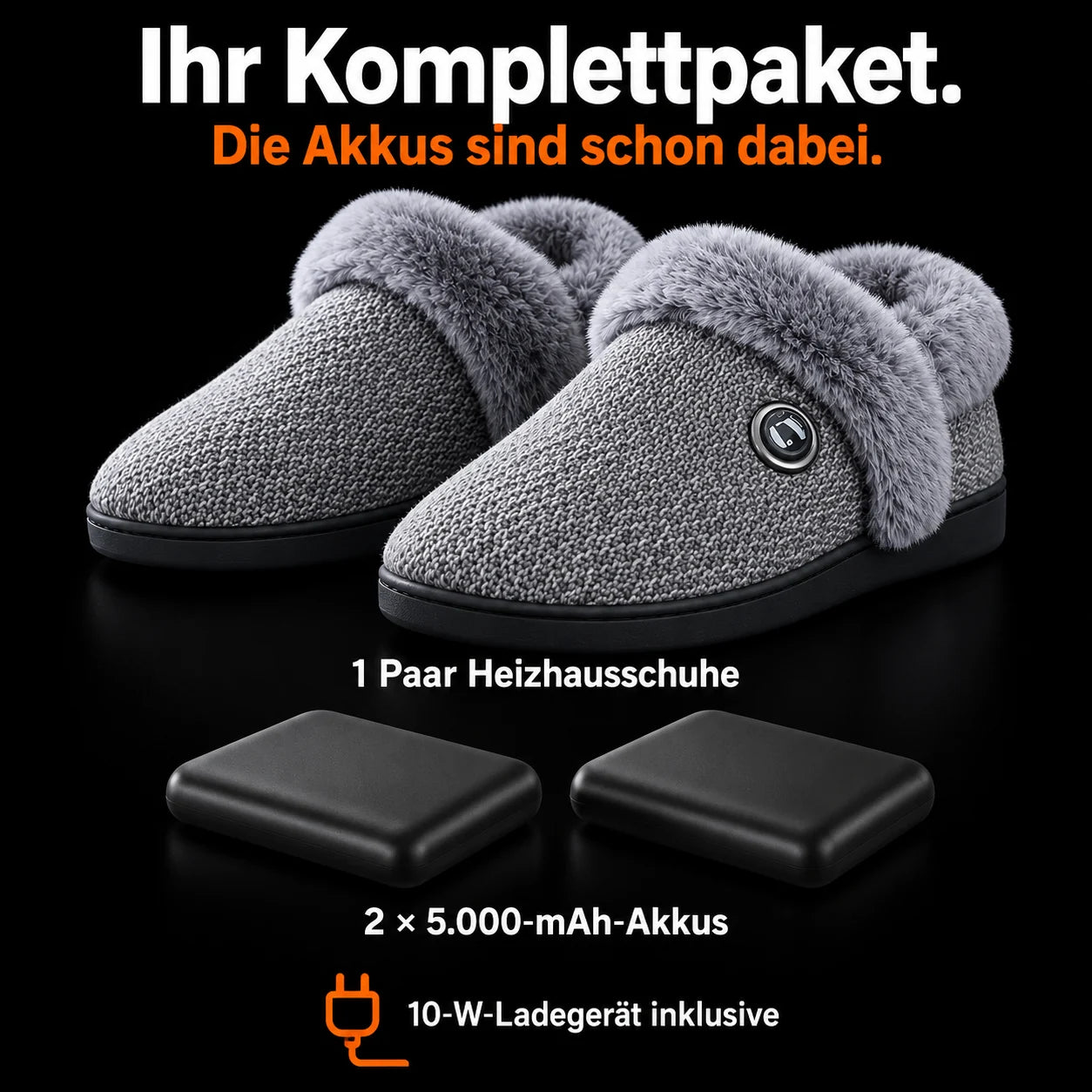 Beheizbare Kuschelhausschuhe mit Akku