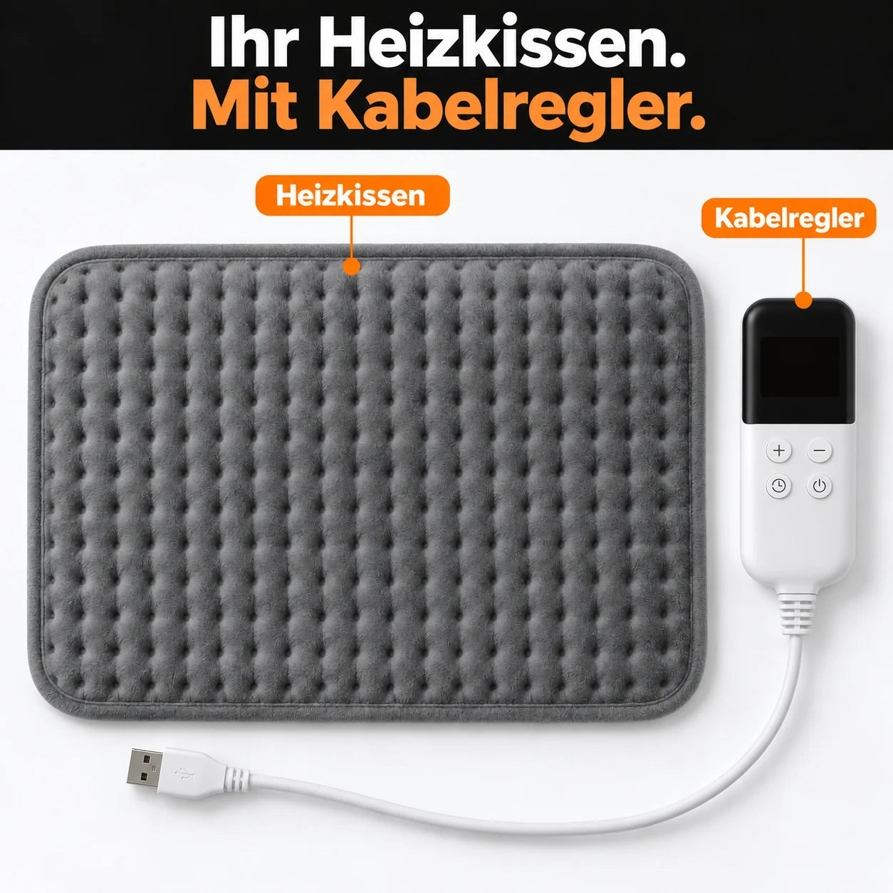 Heizkissen mit zugehörigem Kabelregler