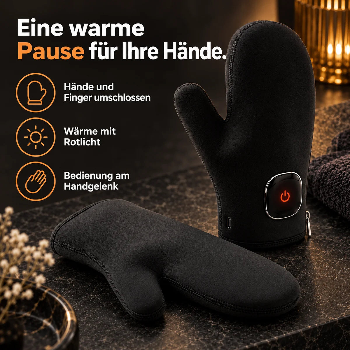 Wärmehandschuhe mit Rotlicht