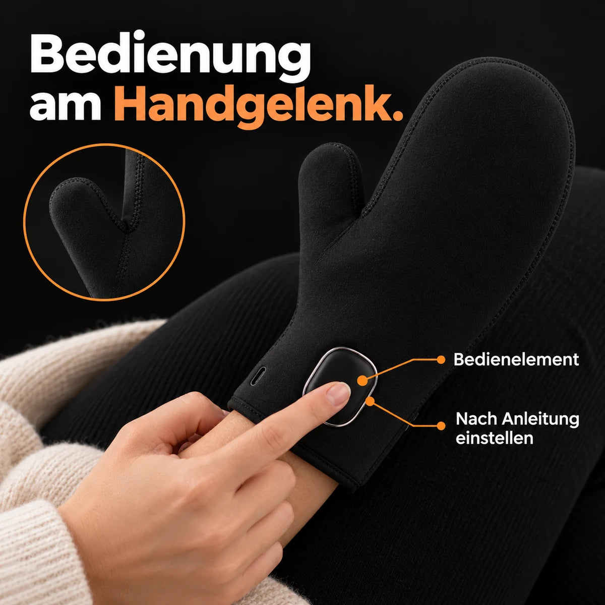 Wärmehandschuhe mit Rotlicht