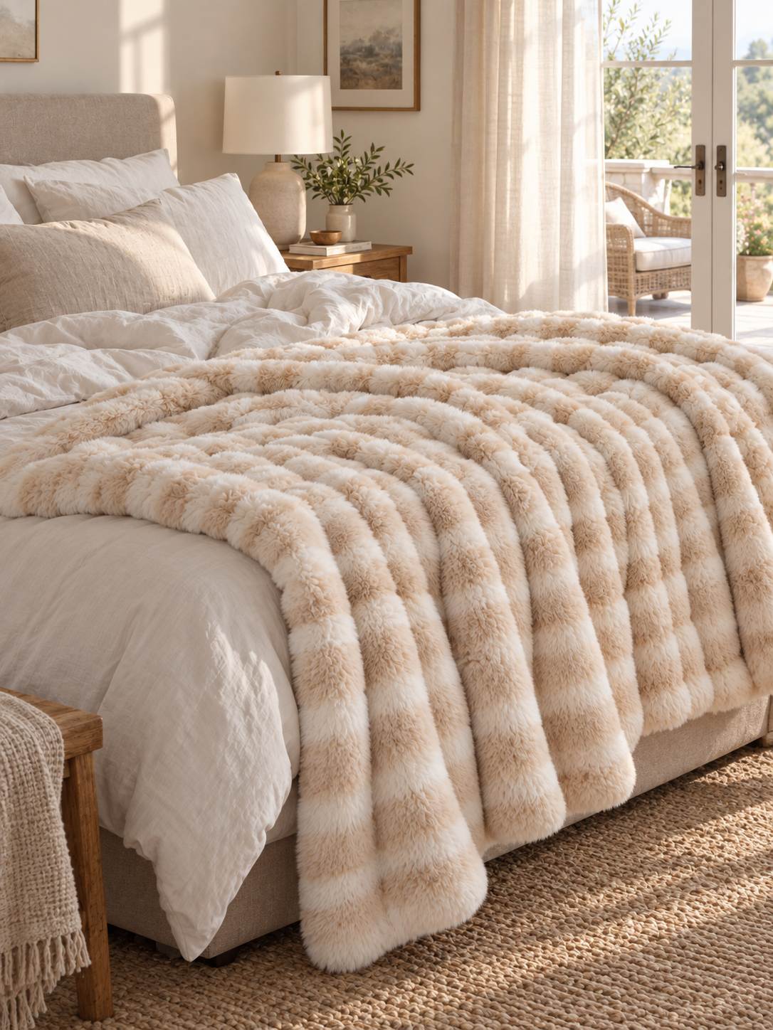 Plaid Nuage Beige — posé dans un décor de vie