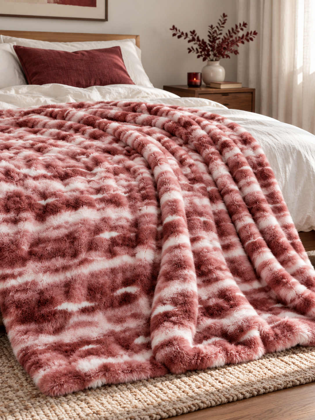 Plaid Nuage Rose nuancé — posé dans un décor de vie