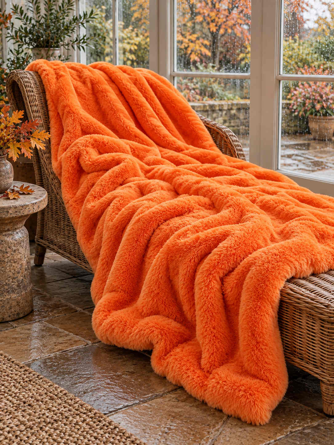 Plaid Nuage Orange — posé dans un décor de vie