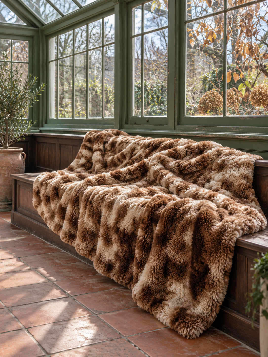 Plaid Nuage Brun marbré — posé dans un décor de vie
