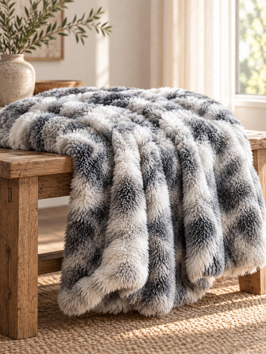 Plaid Nuage Gris clair marbré — posé dans un décor de vie